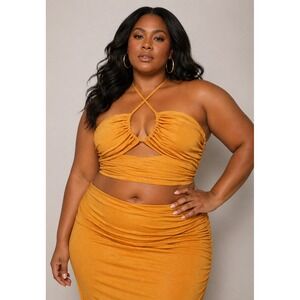 Lord & Taylor X Gabrielle Union Shimmer Convertible Cropped Top XXL Chic Resort